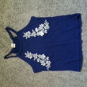 Navy Halter Top With White Flowers